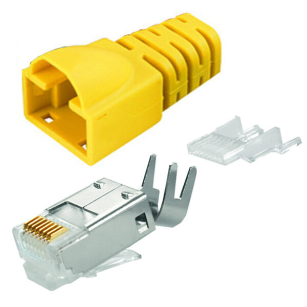 Wtyk RJ45 FTP z żółtą odgiętką - Telegartner